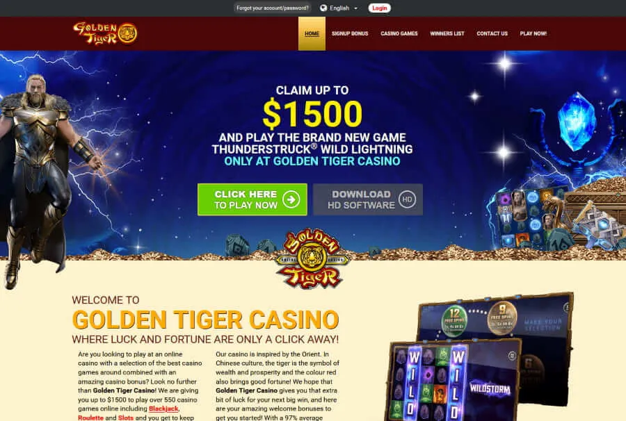 Golden Tiger Casino main page