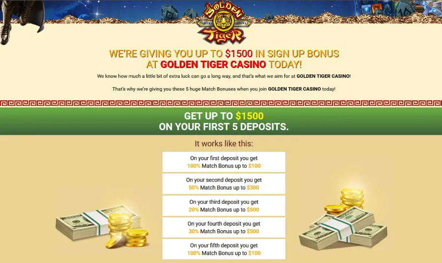 Golden Tiger Casino promotions