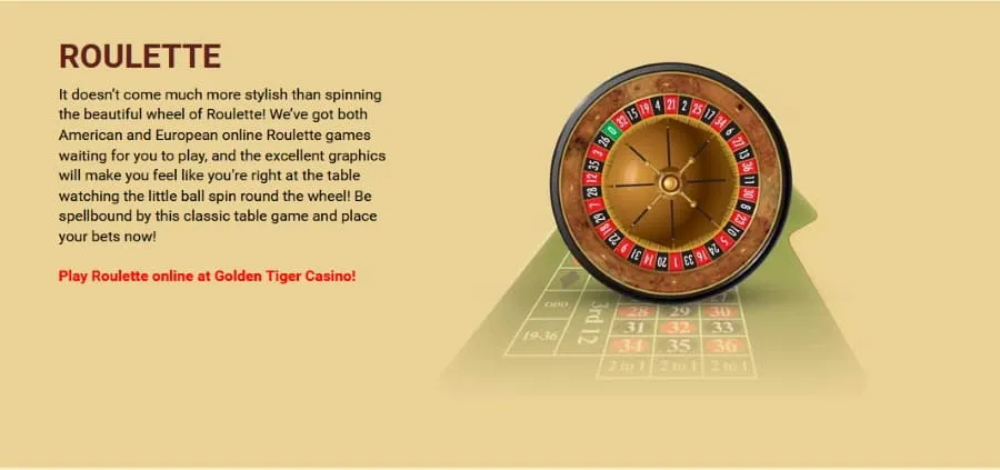 Golden Tiger Casino roulette