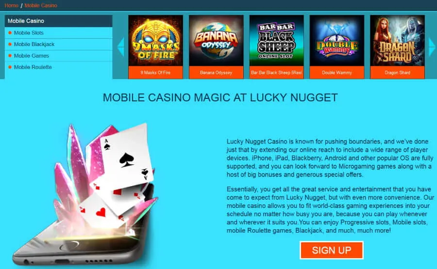 Lucky Nugget Casino mobile