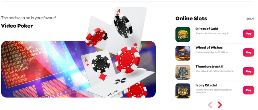 Spin Casino video poker