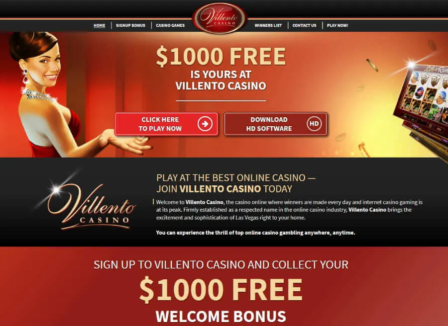 Villento Casino main page