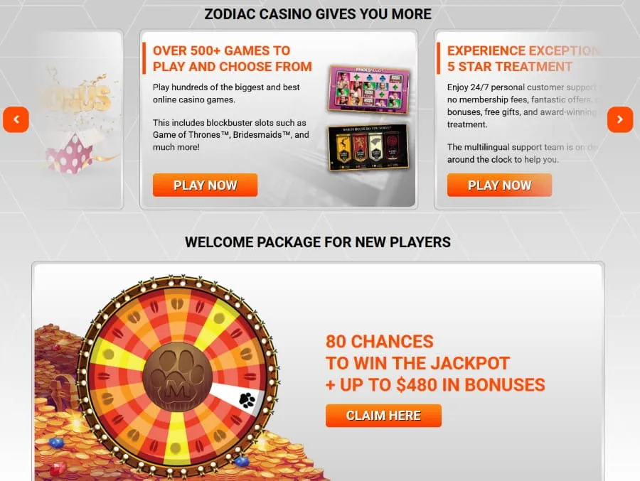 zodiac casino features