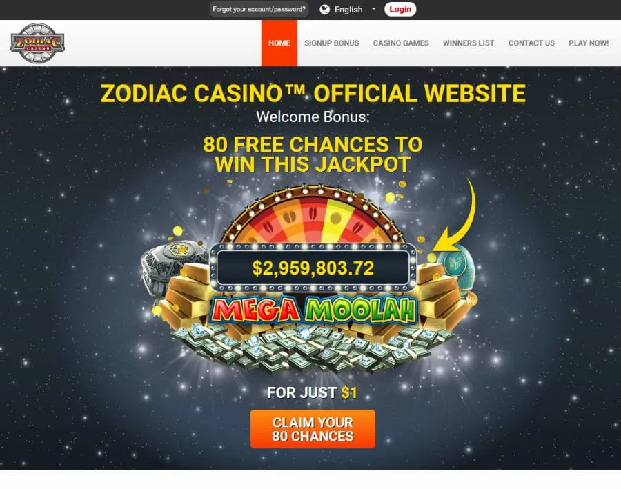zodiac casino main page